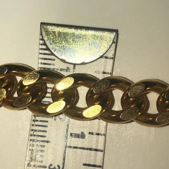 𝅺vtg Gold Tone Curb Link Bracelet Approx 7.5” - 20mm Width - Picture 4 of 5